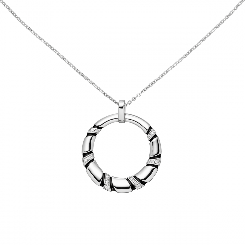 Collier 925 Sterling Silber 18 Zirkonia 45 cm Silberkette Karabiner