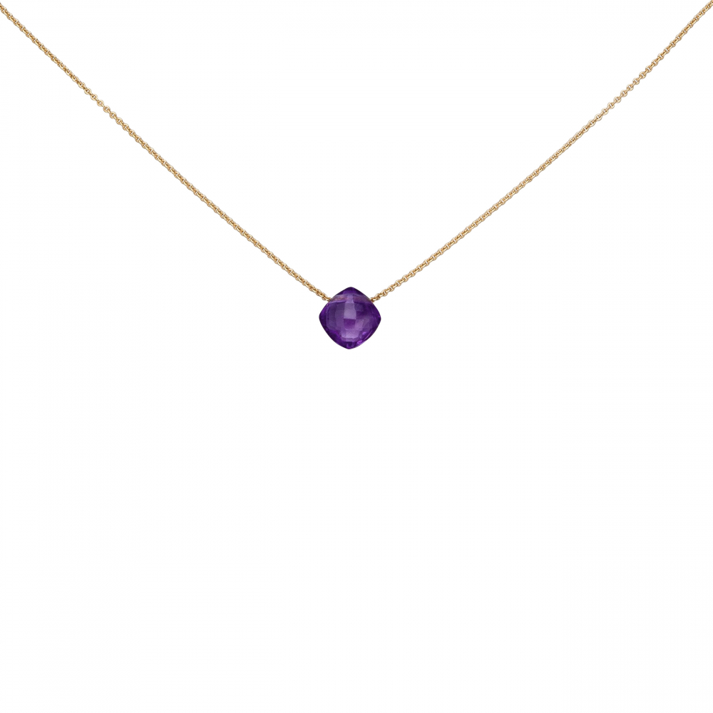 Collier 750 Gold Rotgold 1 Amethyst lila violett 45 cm