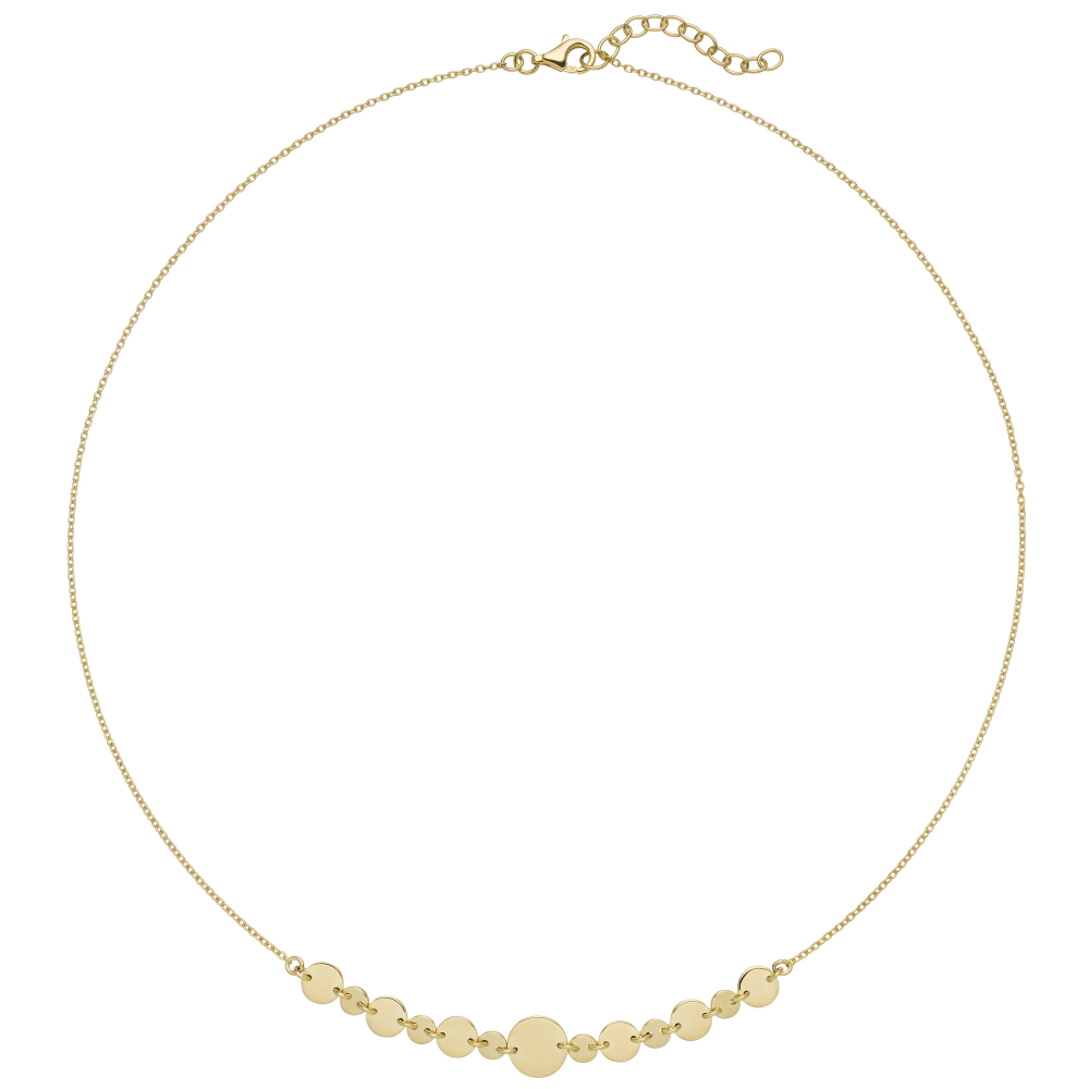 Collier Halskette mit Plättchen 925 Sterling Silber gold vergoldet 45 cm Kette