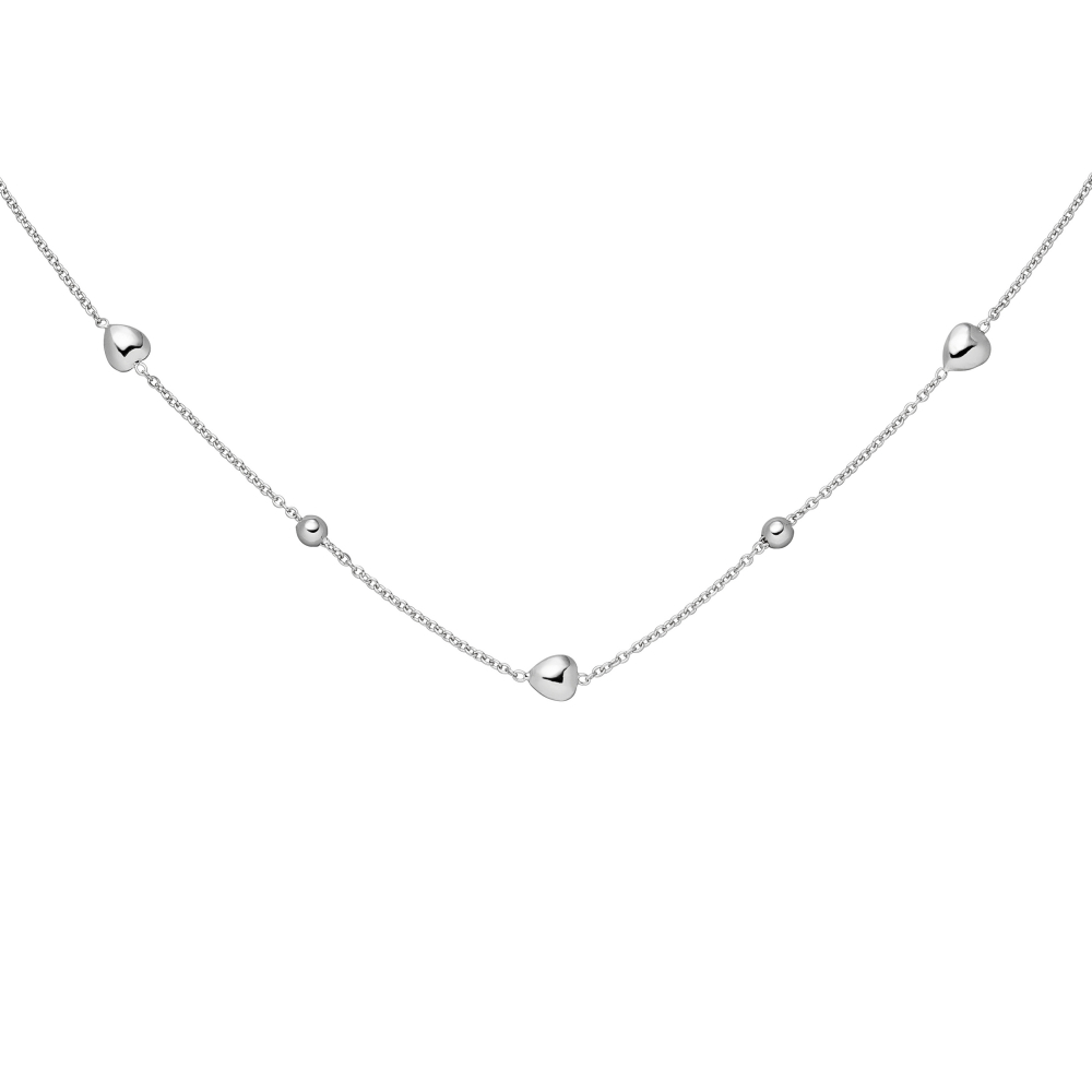 Collier Herz Kugel 925 Sterling Silber 45 cm Silberkette Federring