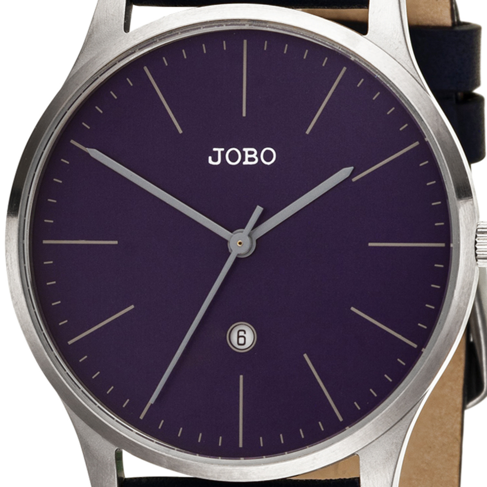 JOBO Damen Armbanduhr Quarz Analog Edelstahl Lederband blau Datum Damenuhr