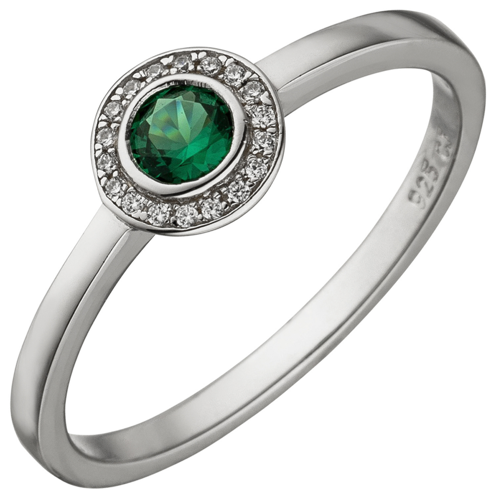 Damen Ring 925 Sterling Silber 19 Zirkonia gün und weiß Silberring - 62mm