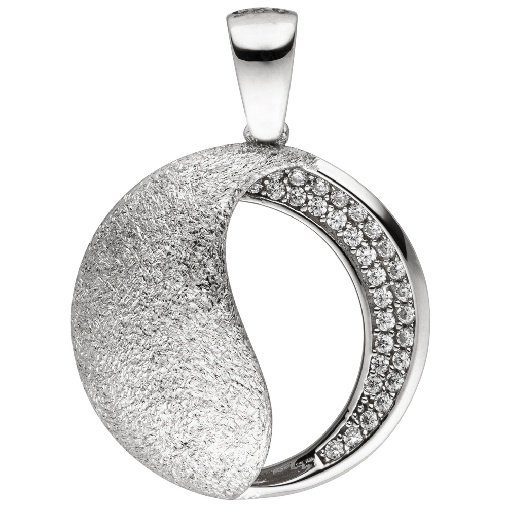 Anhänger 925 Sterling Silber eismatt 30 Zirkonia Silberanhänger