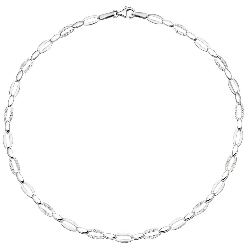 Collier Halskette 925 Silber 168 Zirkonia 45 cm Kette Silberkette