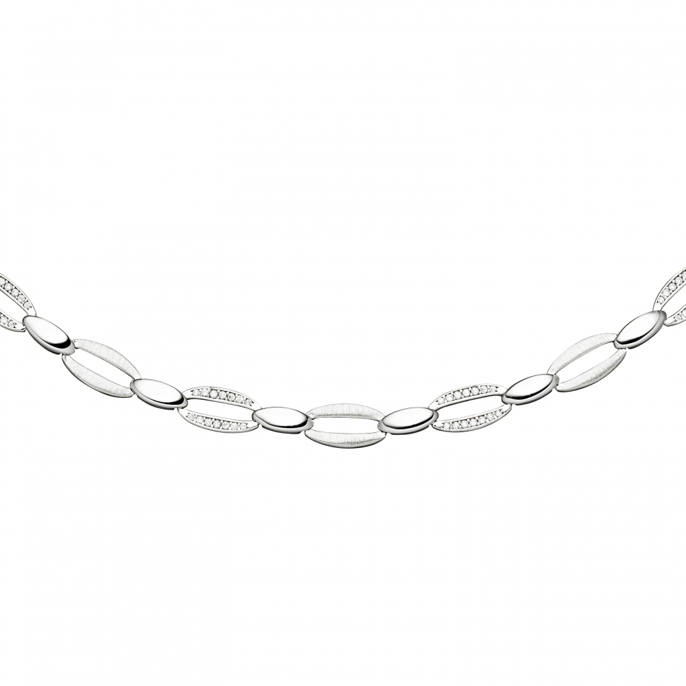 Collier Halskette 925 Silber 168 Zirkonia 45 cm Kette Silberkette