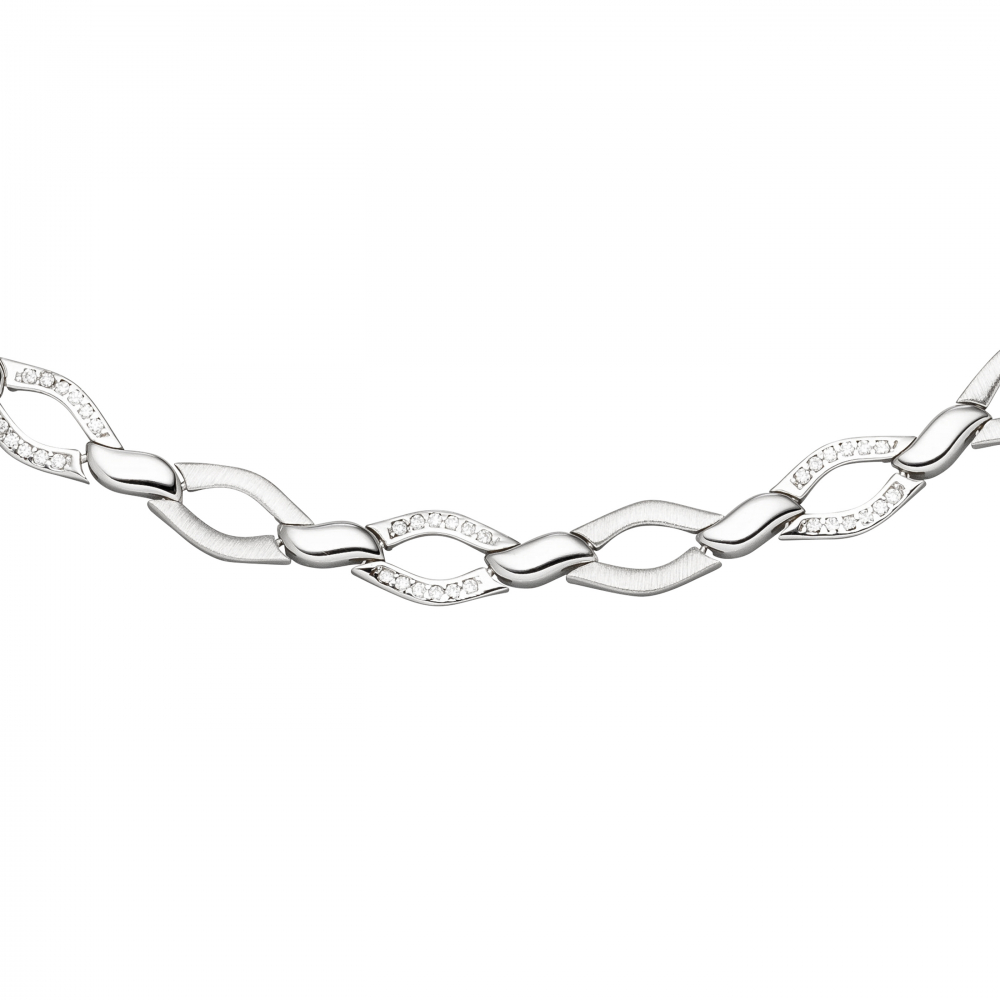 Collier Halskette 925 Silber 144 Zirkonia 45 cm Kette Silberkette