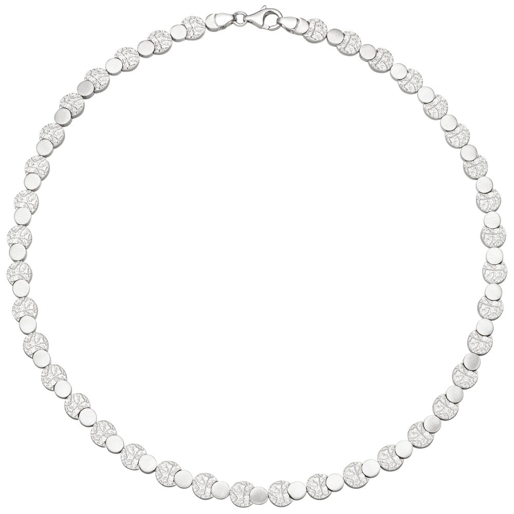 Collier Halskette 925 Sterling Silber gehämmert 45 cm Kette Silberkette