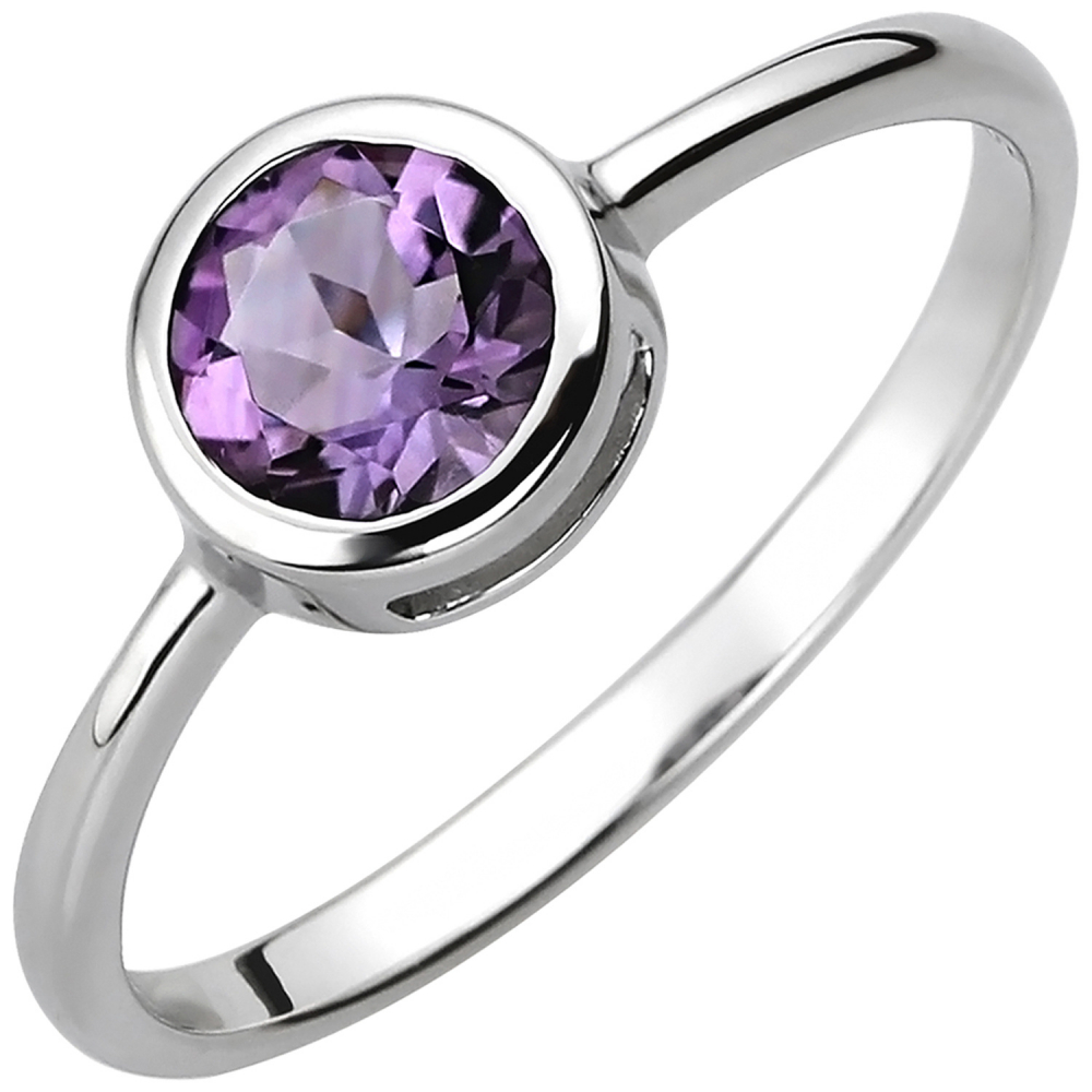 Damen Ring 925 Sterling Silber 1 Amethyst lila violett Silberring - 56mm