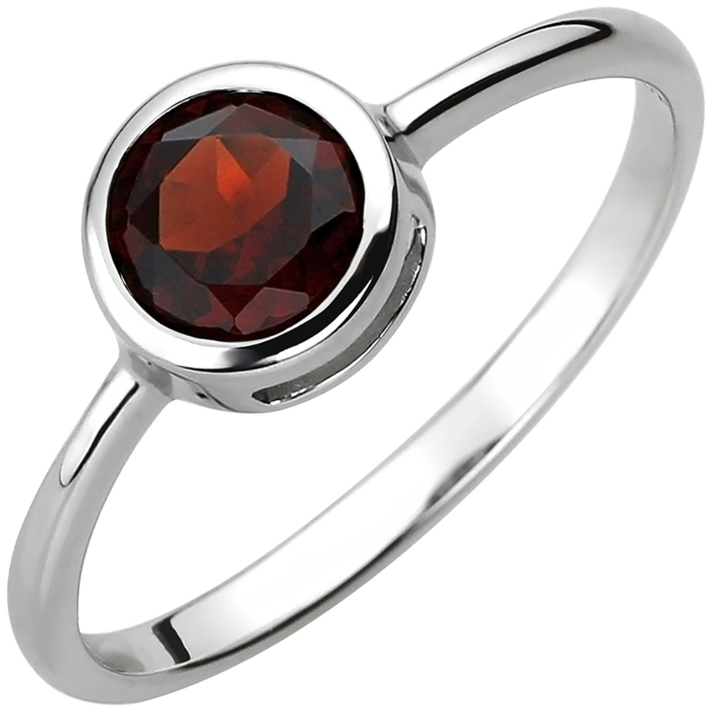 Damen Ring 925 Sterling Silber 1 Granat rot Silberring - 56mm