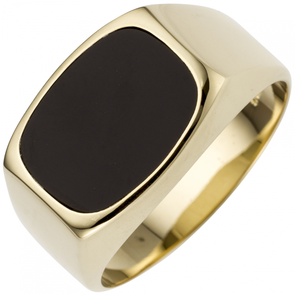 Herren Ring 585 Gold Gelbgold 1 Onyx Goldring - 66mm