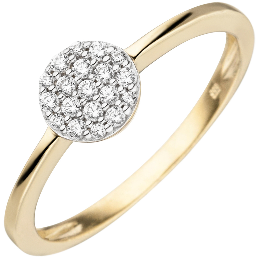 Damen Ring 333 Gold Gelbgold bicolor 19 Zirkonia - 50mm