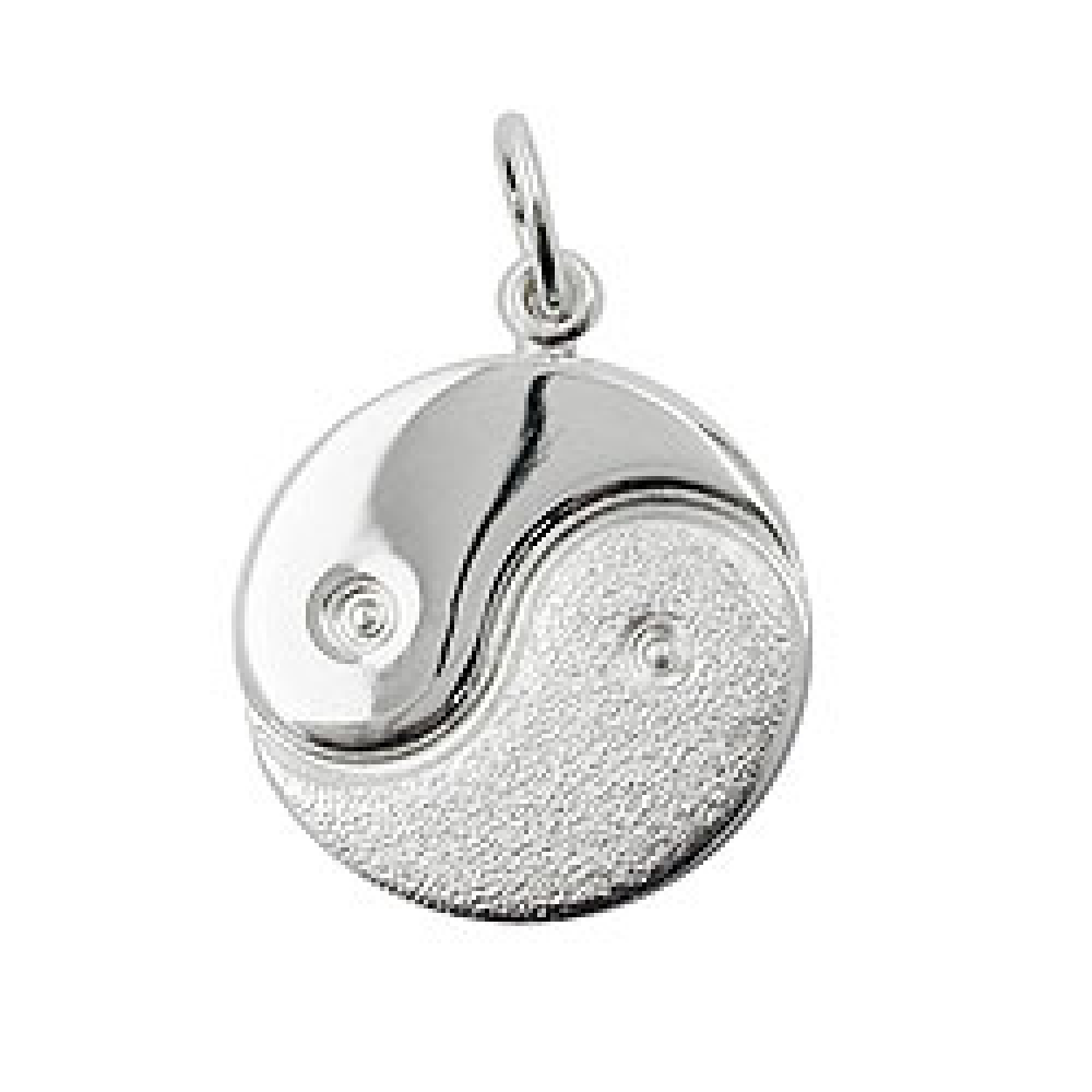 Anhänger 18mm Yin-Yang matt-glänzend Silber 925