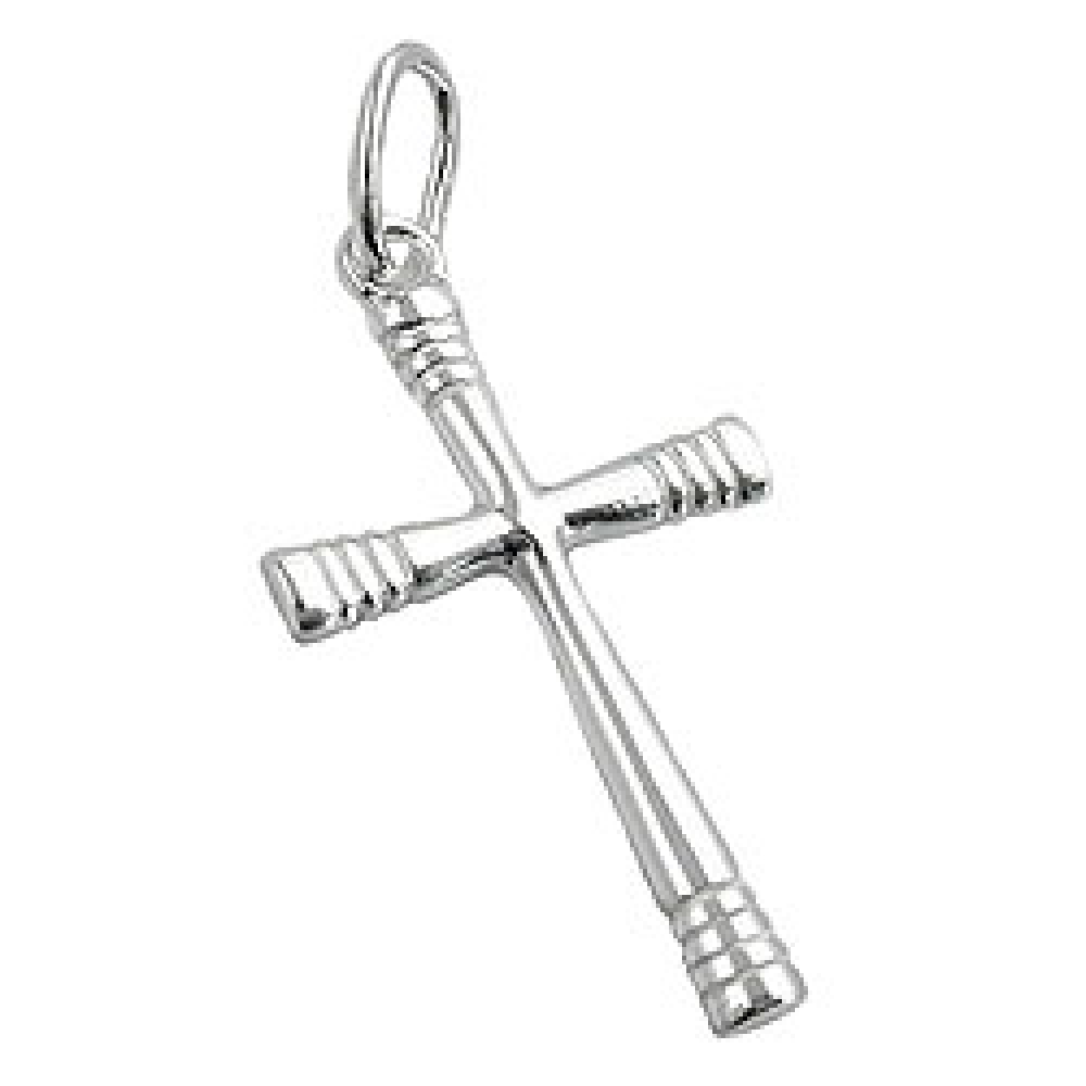 Anhänger 24x14mm Kreuz glänzend geringelte Enden Silber 925