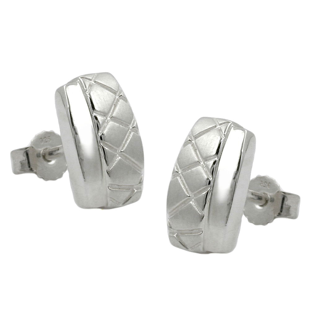 Stecker 10x6mm Viereck Waffelmuster matt-glänzend Silber 925