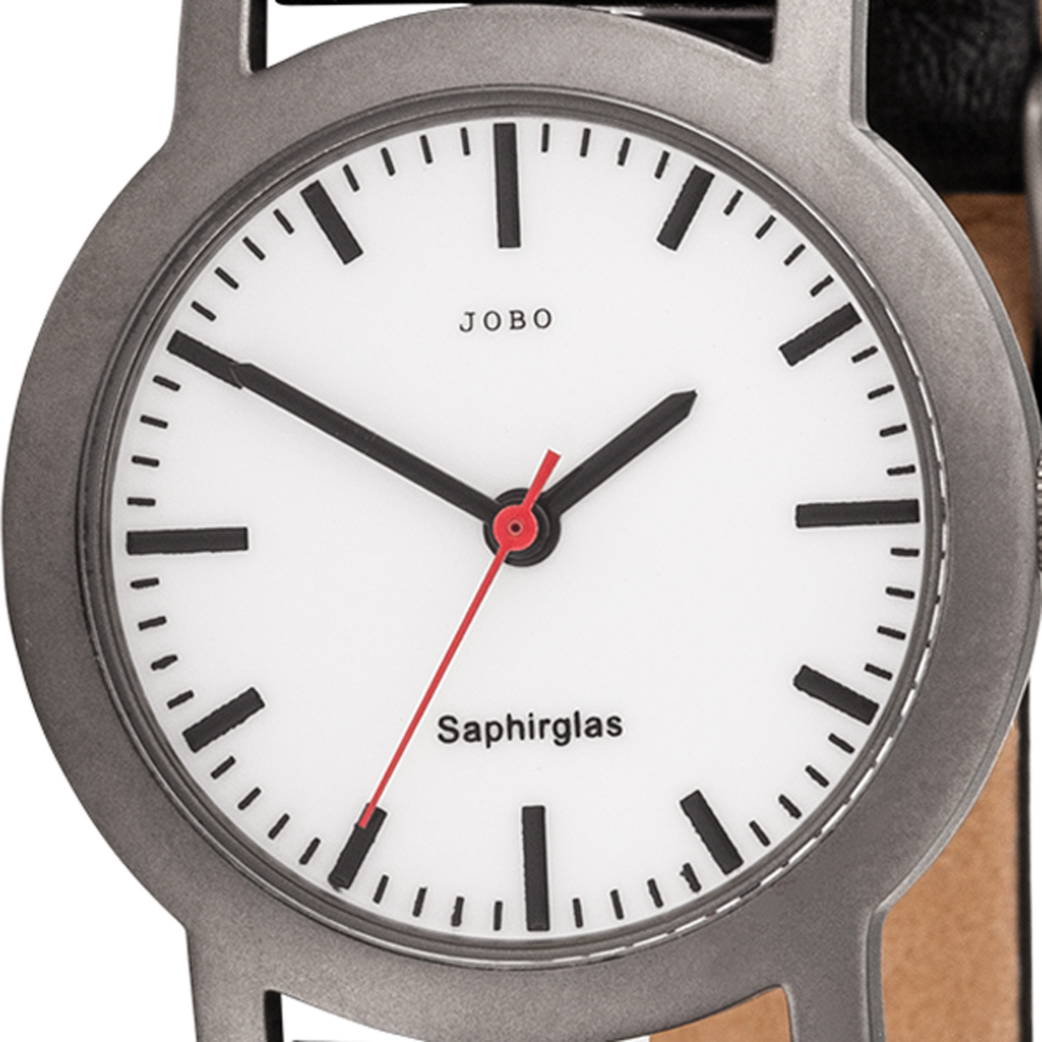 Traumringe24 - Armbanduhr Titan Quarz Lederband schwarz Analog JOBO Damen Damenuhr