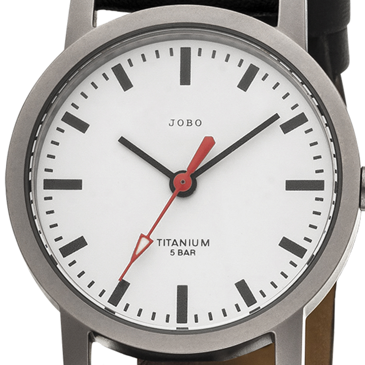 Traumringe24 - JOBO Damen Armbanduhr Quarz schwarz Titan Analog Lederband
