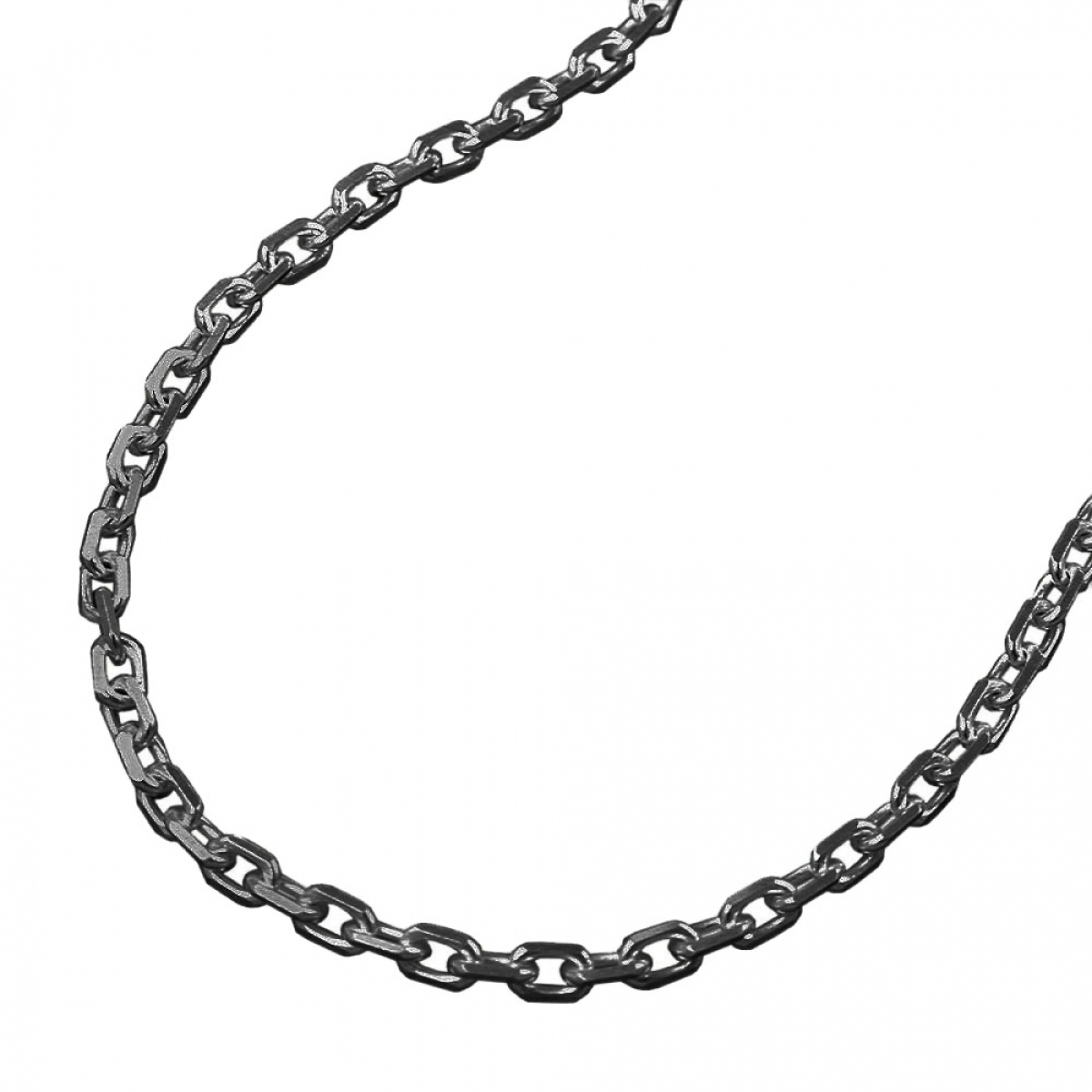 Kette 2mm Ankerkette 8x diamantiert rhodiniert Silber 925 60cm