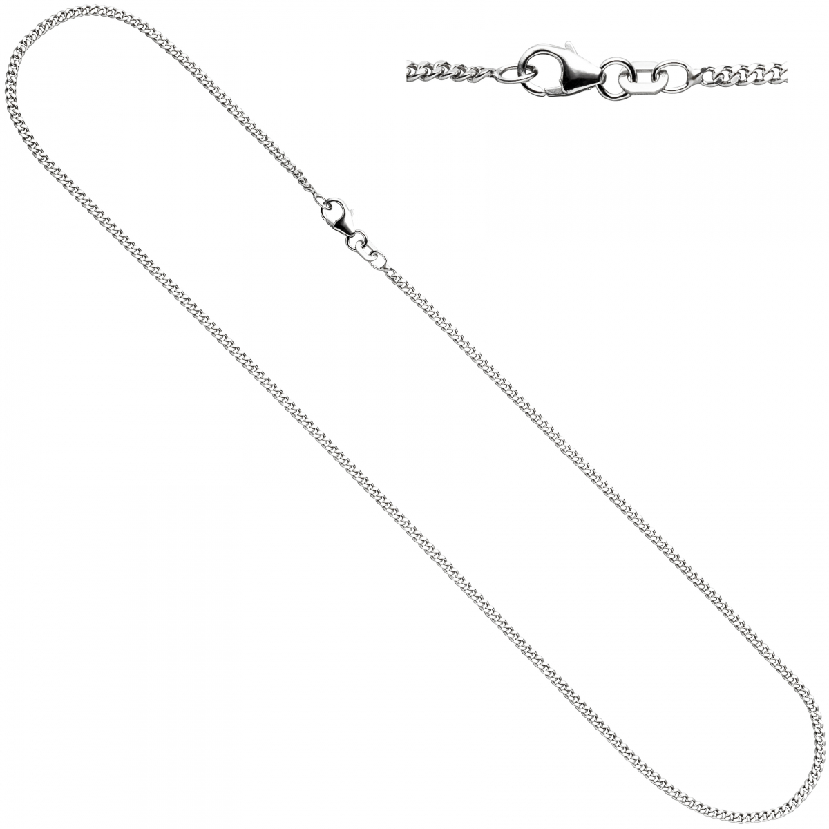 Panzerkette 925 Sterling Silber 2 mm 42 cm Halskette Kette Silberkette Karabiner