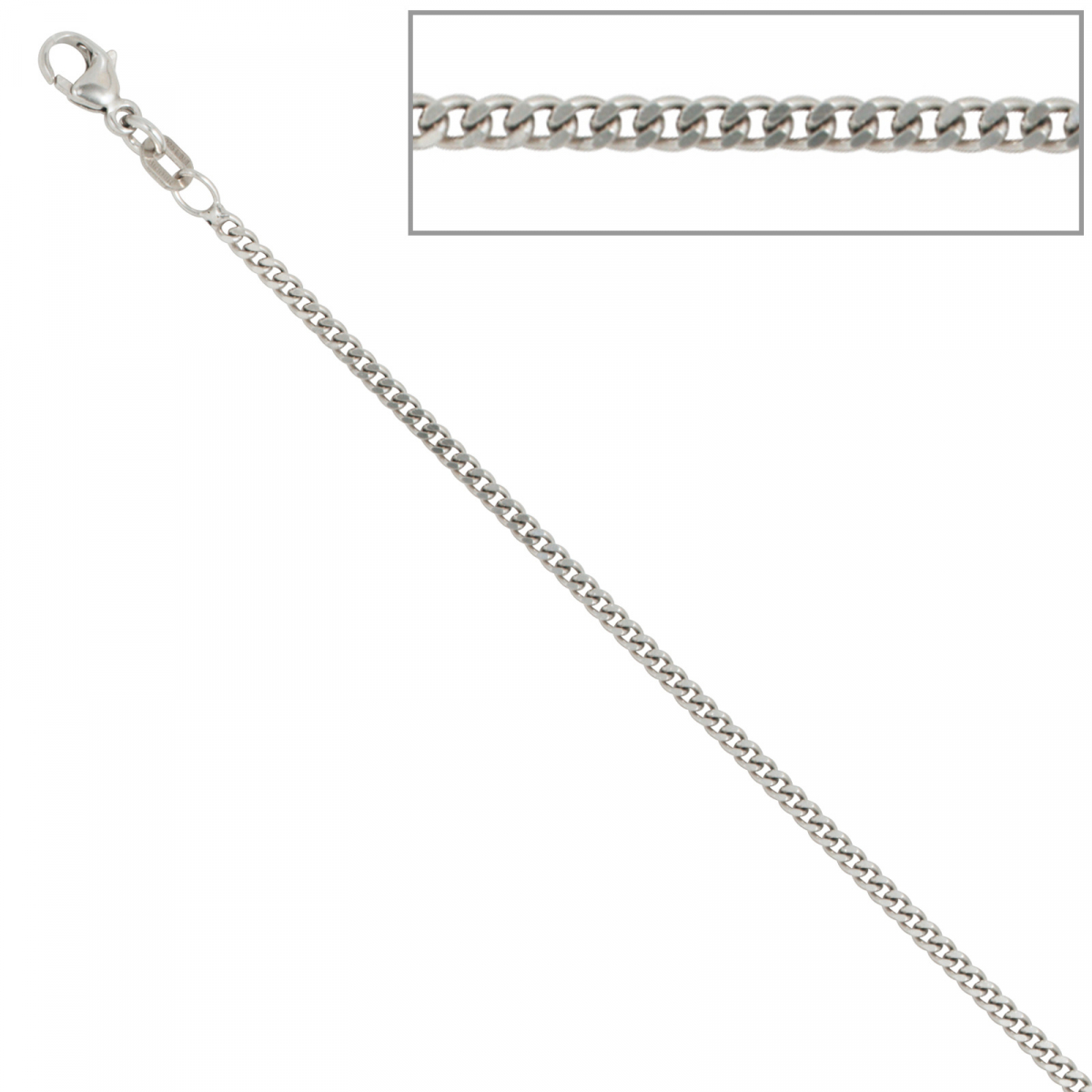 Panzerkette 925 Sterling Silber 2 mm 42 cm Halskette Kette Silberkette Karabiner