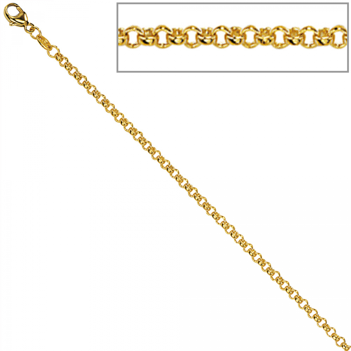 Erbskette 333 Gelbgold 2,5 mm 50 cm Gold Kette Halskette Goldkette Karabiner