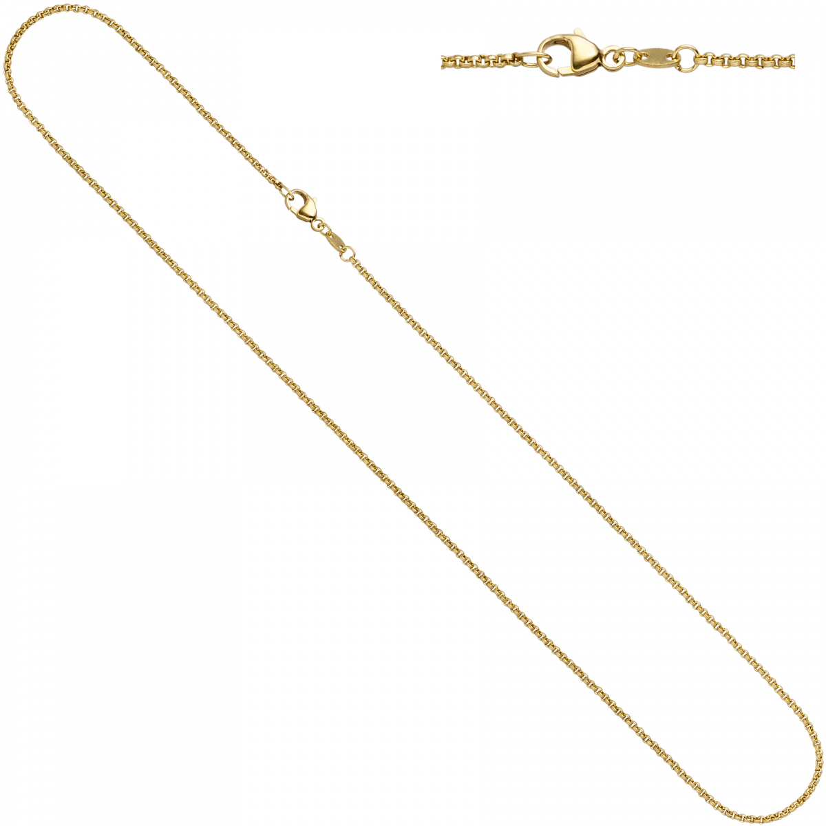 Erbskette 333 Gelbgold 1,5 mm 42 cm Gold Kette Halskette Goldkette Karabiner