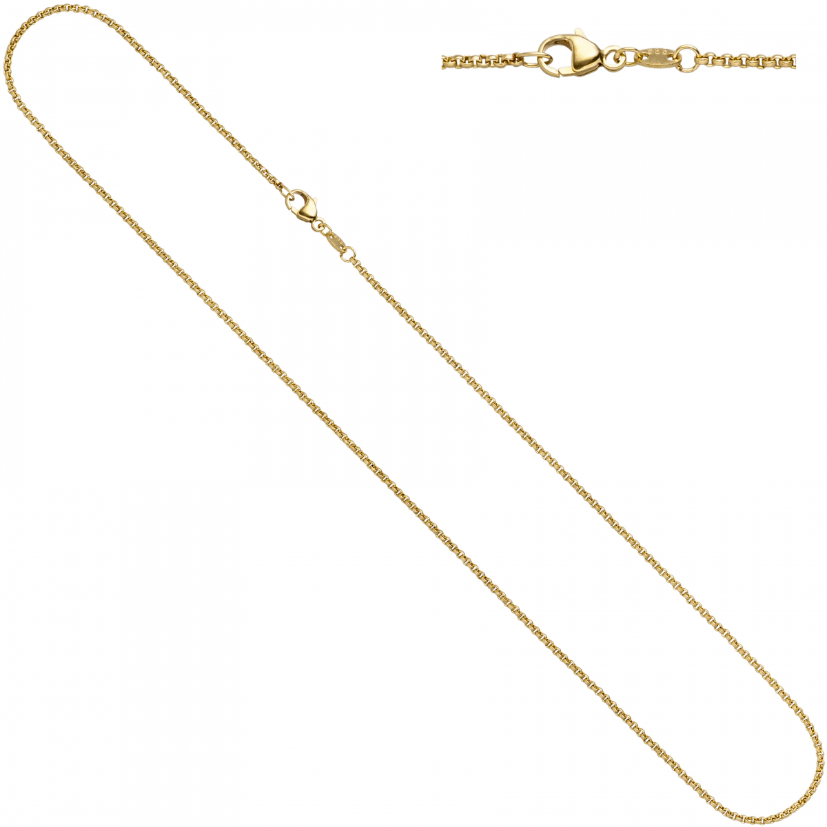 Erbskette 585 Gelbgold 1,5 mm 42 cm Gold Kette Halskette Goldkette Karabiner