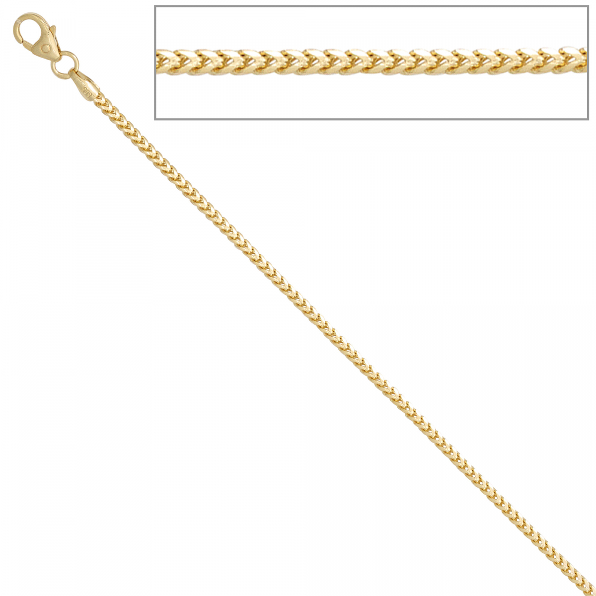 Bingokette 585 Gelbgold 1,5 mm 42 cm Gold Kette Halskette Goldkette Karabiner