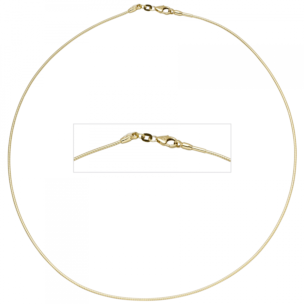 Halsreif 585 Gelbgold 1,1 mm 45 cm Gold Kette Halskette Goldhalsreif Karabiner