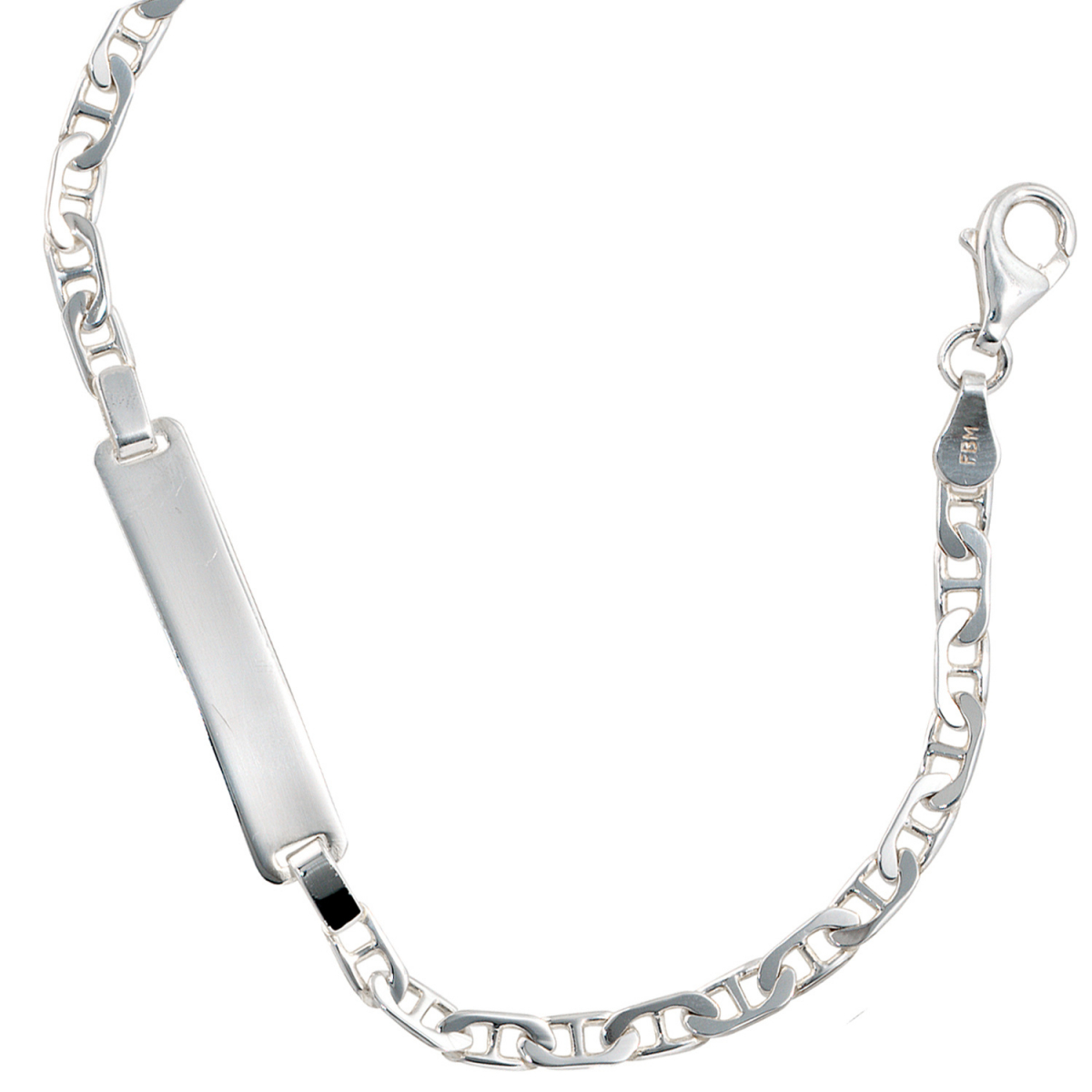 Schildband 925 Sterling Silber 19 cm Gravur ID Armband Karabiner