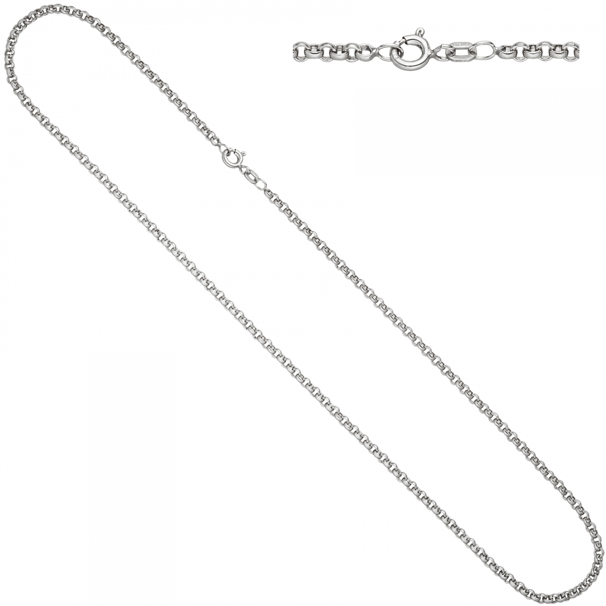 Erbskette 925 Sterling Silber 2,5 mm 50 cm Halskette Kette Silberkette Federring