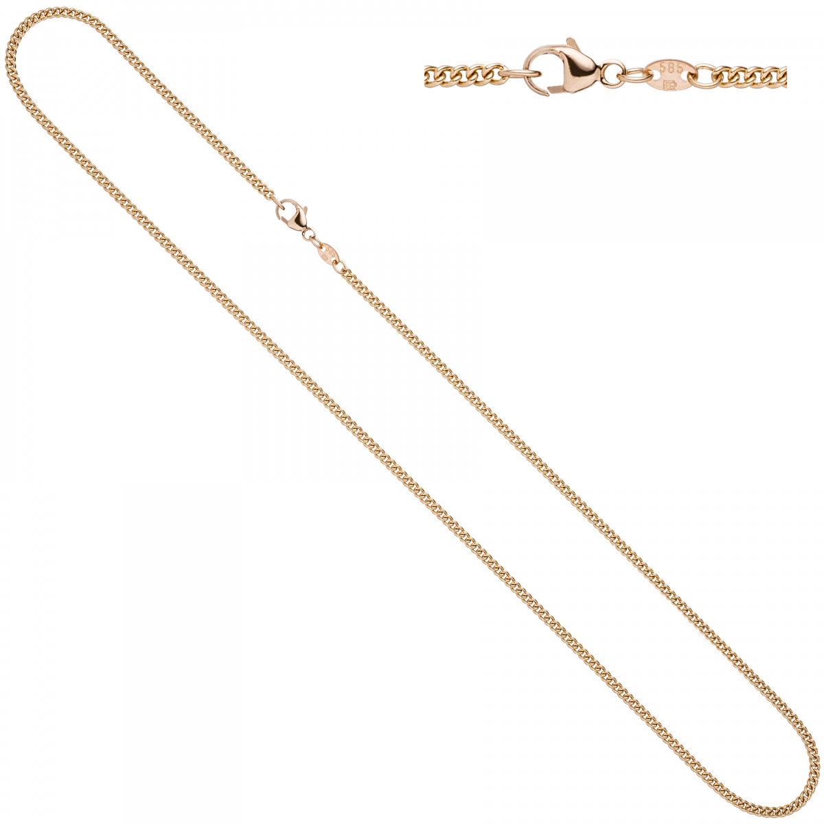 Panzerkette 585 Rotgold 2,0 mm 42 cm Gold Kette Halskette Rotgoldkette Karabiner