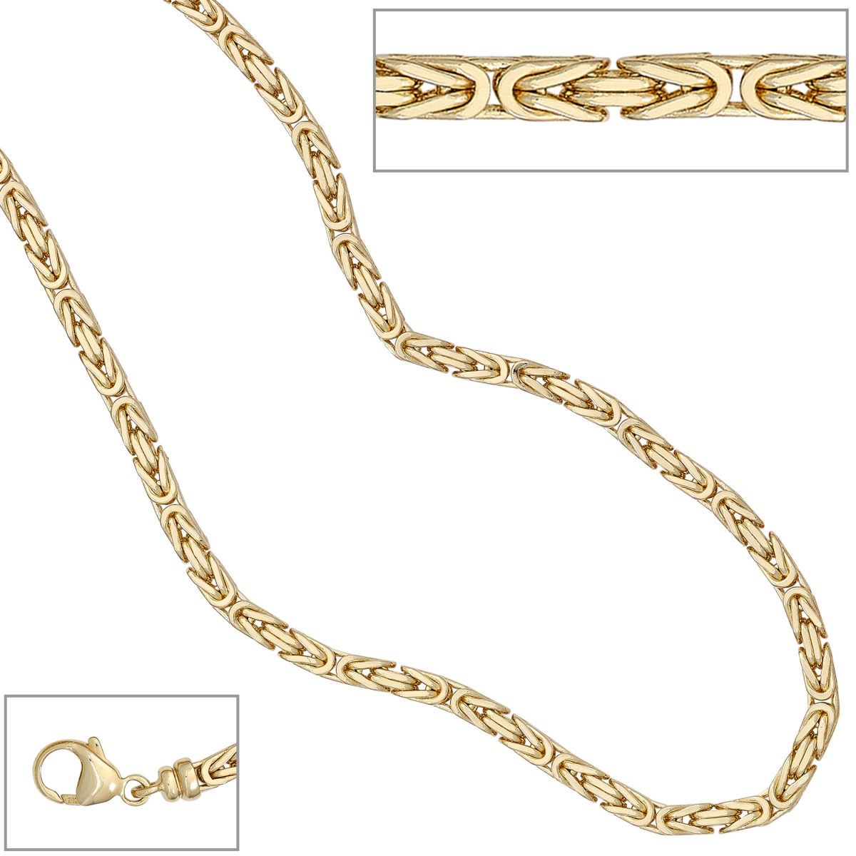 Königskette 585 Gelbgold 3,2 mm 80 cm Gold Kette Halskette Goldkette Karabiner