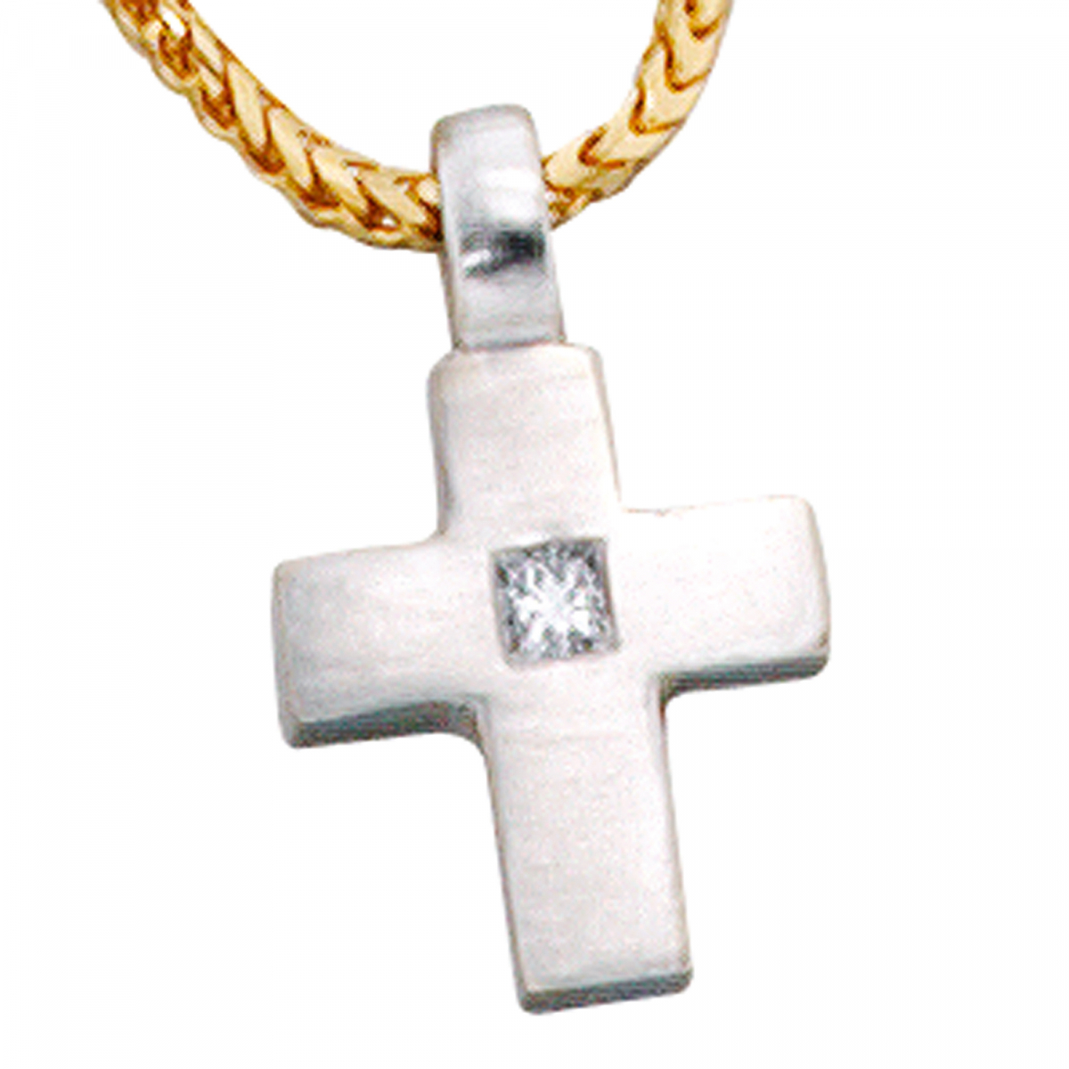 Anhänger Kreuz 950 Platin 1 Diamant 0,06ct. Kreuzanhänger Platinkreuz