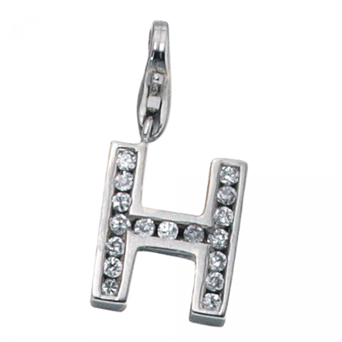 Einhänger Charm Buchstabe H 925 Sterling Silber mit Zirkonia