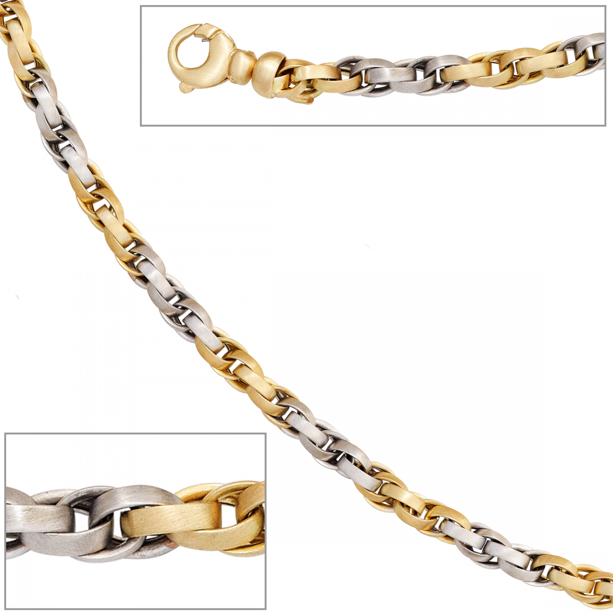 Collier Halskette 585 Gold Gelbgold Weißgold bicolor 45 cm Kette Goldkette