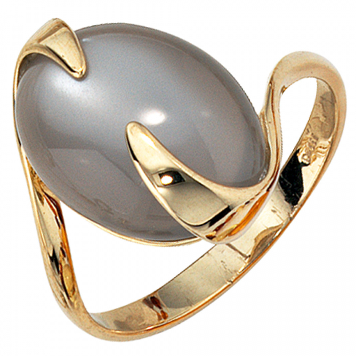 Damen Ring 585 Gold Gelbgold 1 Mondstein Goldring - 52mm