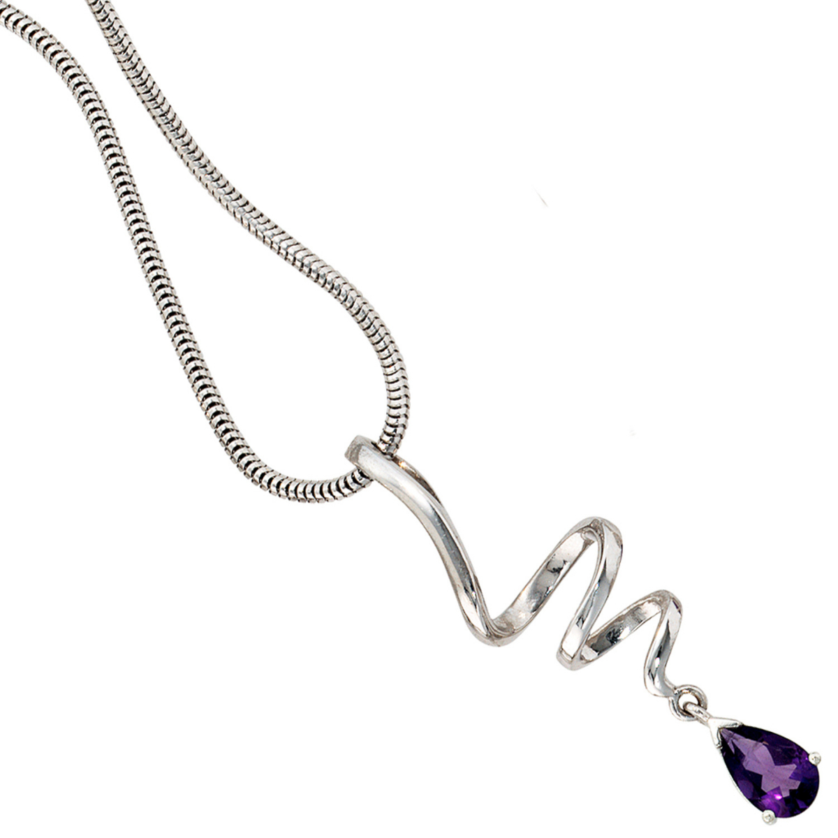 Anhänger Tropfen 925 Sterling Silber rhodiniert 1 Amethyst lila violett