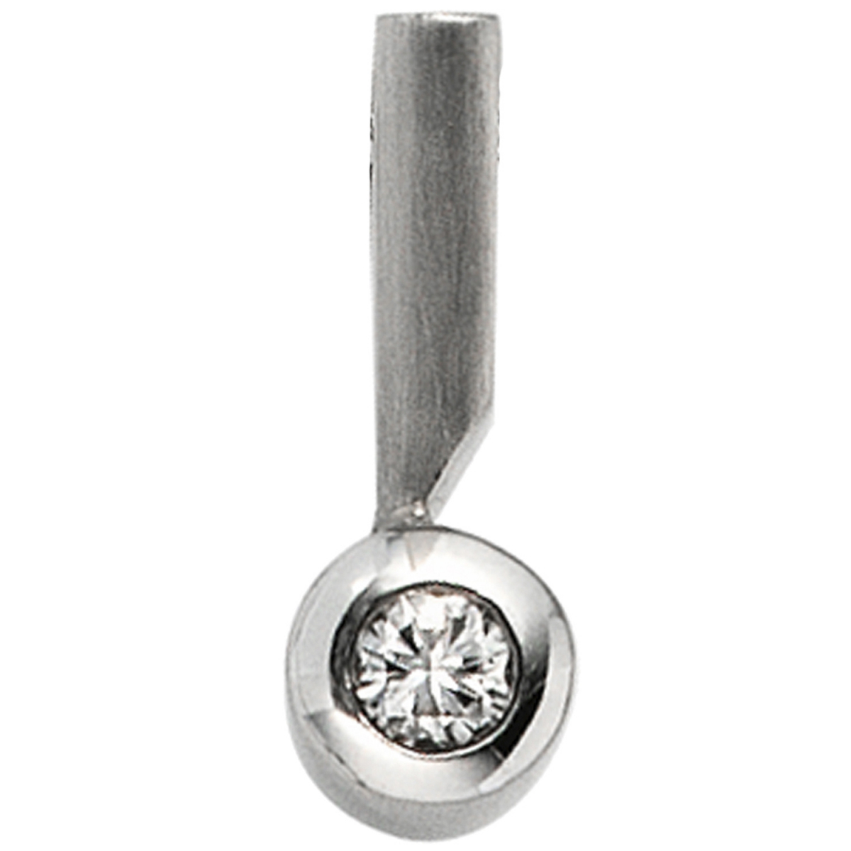 Anhänger 950 Platin teil matt 1 Diamant Brillant 0,16ct. Platinanhänger