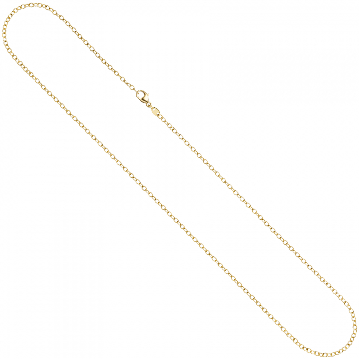 Weit-Ankerkette 585 Gelbgold 2 mm 50 cm Karabiner Gold Kette Halskette Goldkette