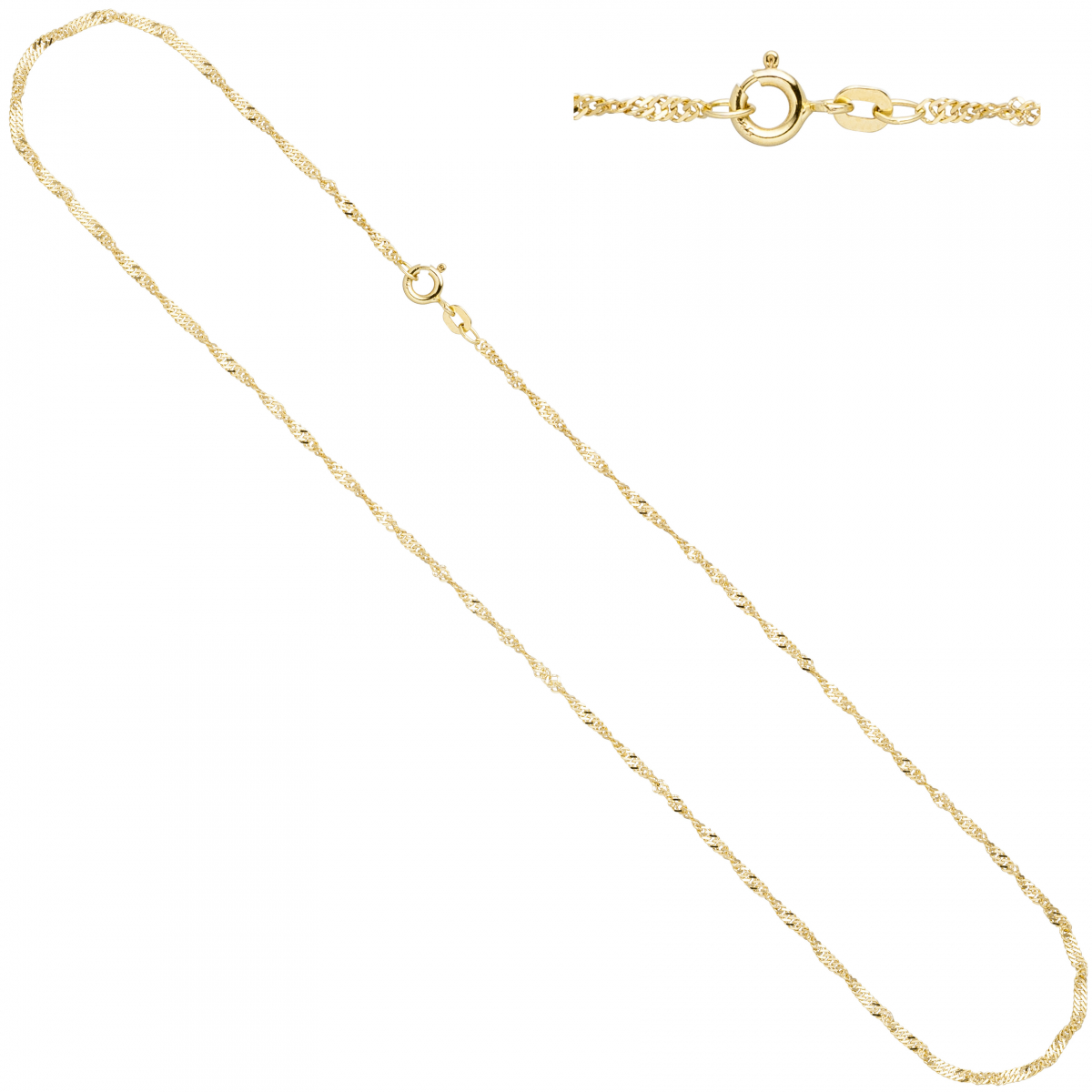 Singapurkette 333 Gelbgold 1,8 mm 42 cm Gold Kette Halskette Goldkette Federring