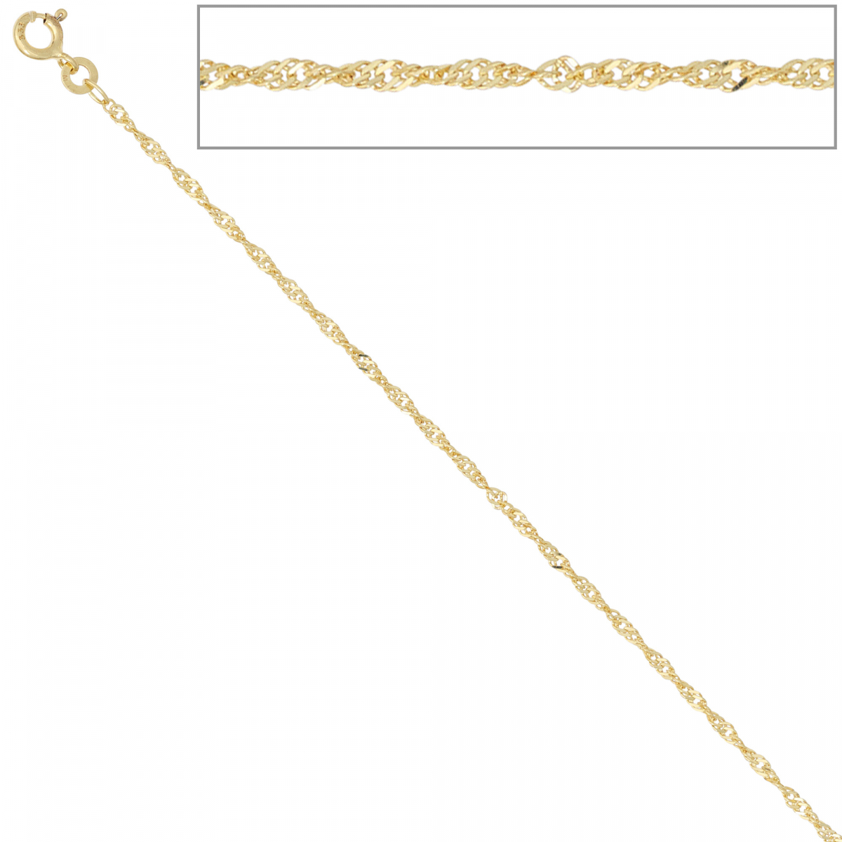 Singapurkette 333 Gelbgold 1,8 mm 42 cm Gold Kette Halskette Goldkette Federring