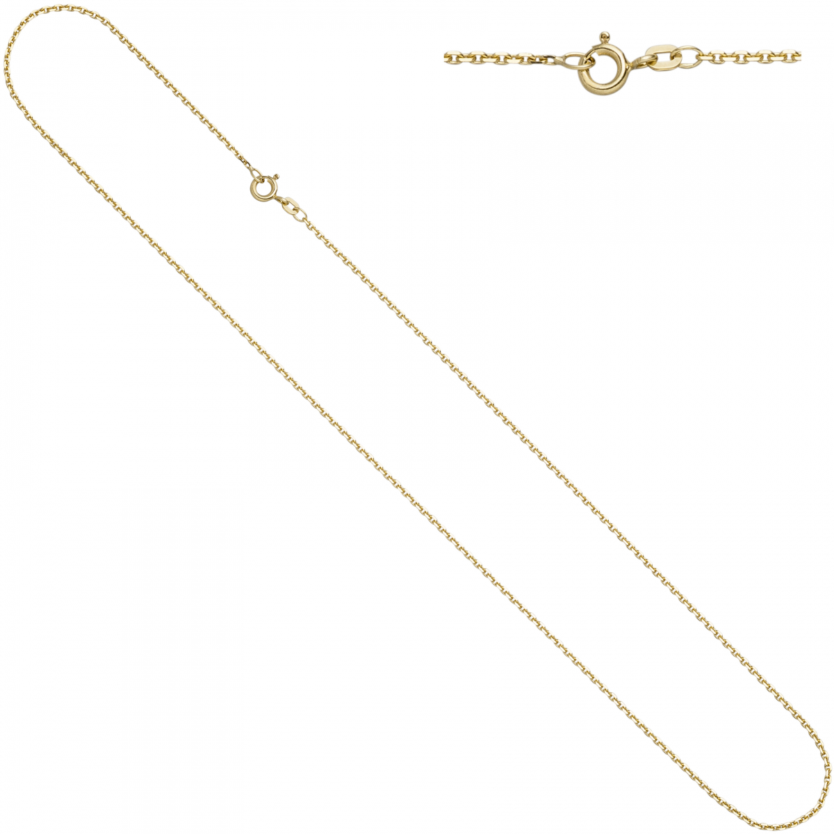 Ankerkette 585 Gelbgold diamantiert 1,6 mm 50 cm Gold Kette Halskette Goldkette