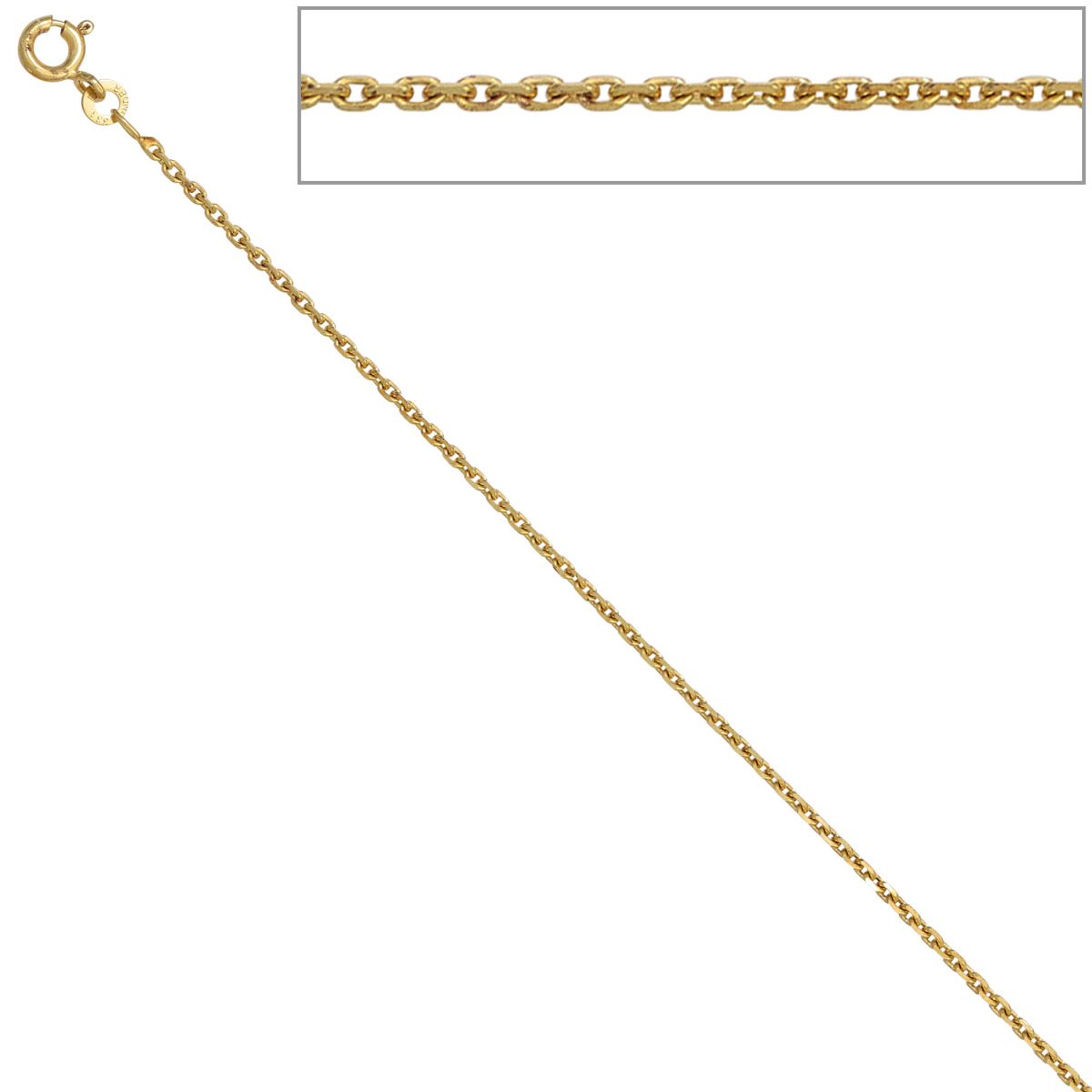 Ankerkette 585 Gelbgold diamantiert 1,6 mm 50 cm Gold Kette Halskette Goldkette