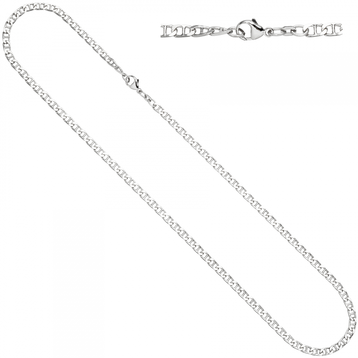 Halskette Kette 925 Sterling Silber rhodiniert 60 cm Silberkette Karabiner