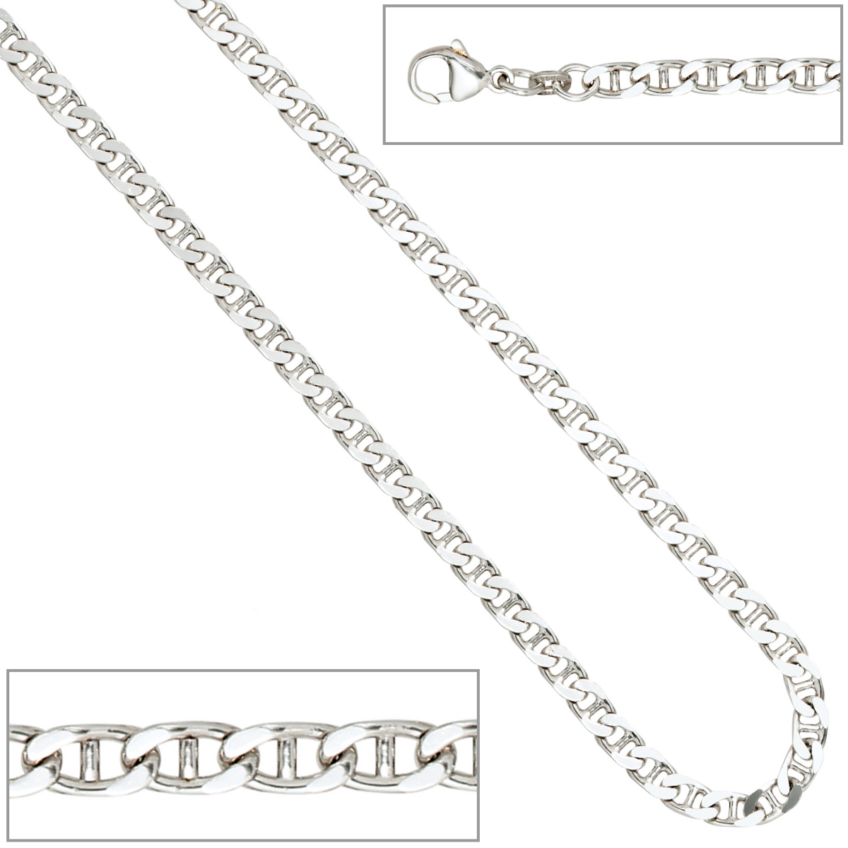 Halskette Kette 925 Sterling Silber rhodiniert 60 cm Silberkette Karabiner