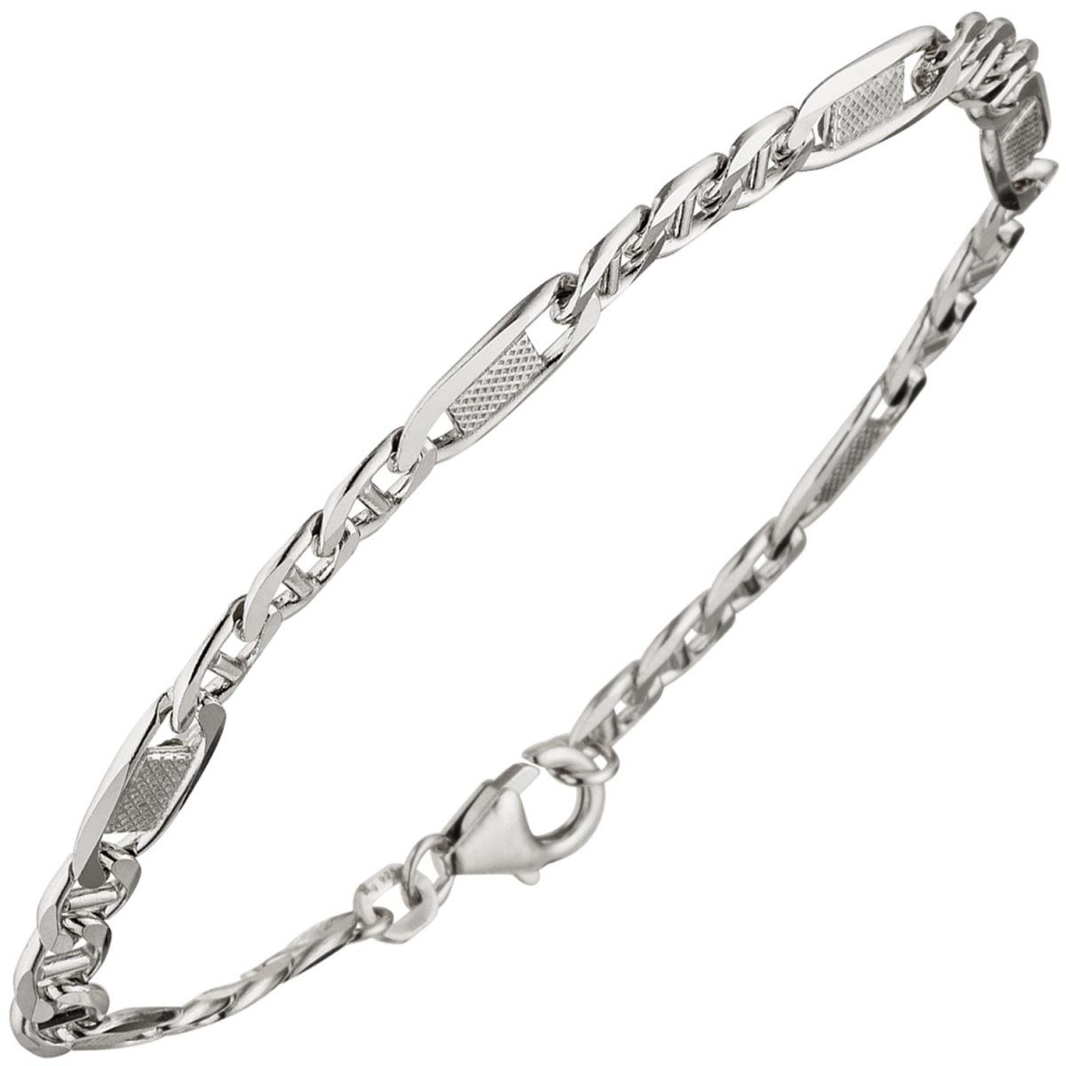 Panzer-Steg-Armband 925 Sterling Silber 21 cm Karabiner Silberarmband