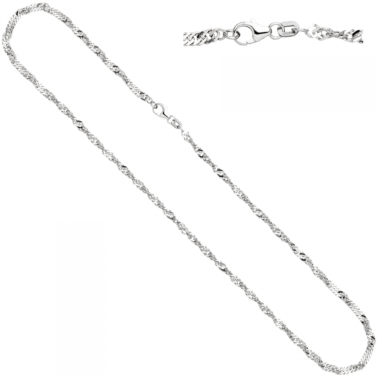 Singapurkette 925 Silber 2,9 mm 50 cm Halskette Kette Silberkette Karabiner