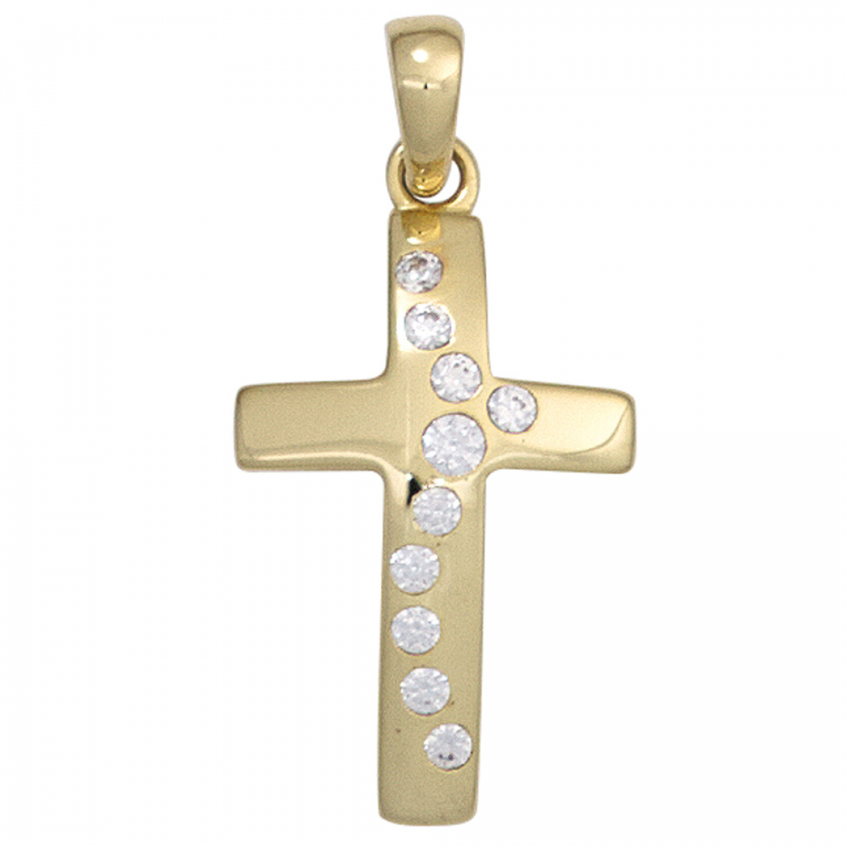 Anhänger Kreuz 333 Gold Gelbgold 10 Zirkonia Kreuzanhänger Goldkreuz