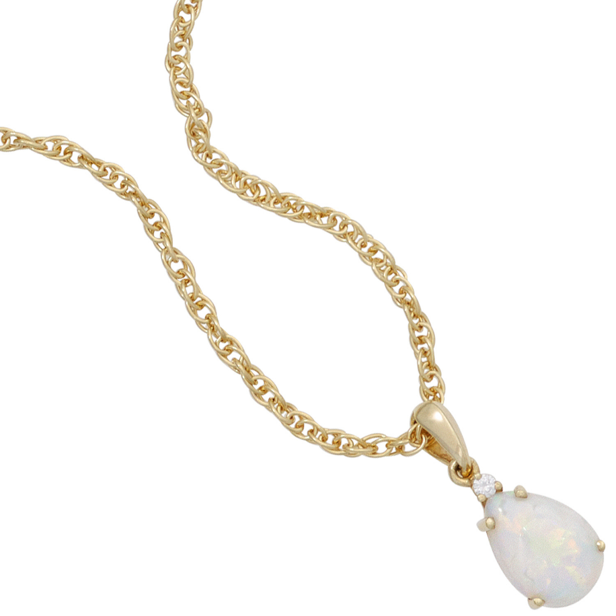 Anhänger Tropfen 585 Gold Gelbgold 1 Opal 1 Diamant Brillant Opalanhänger