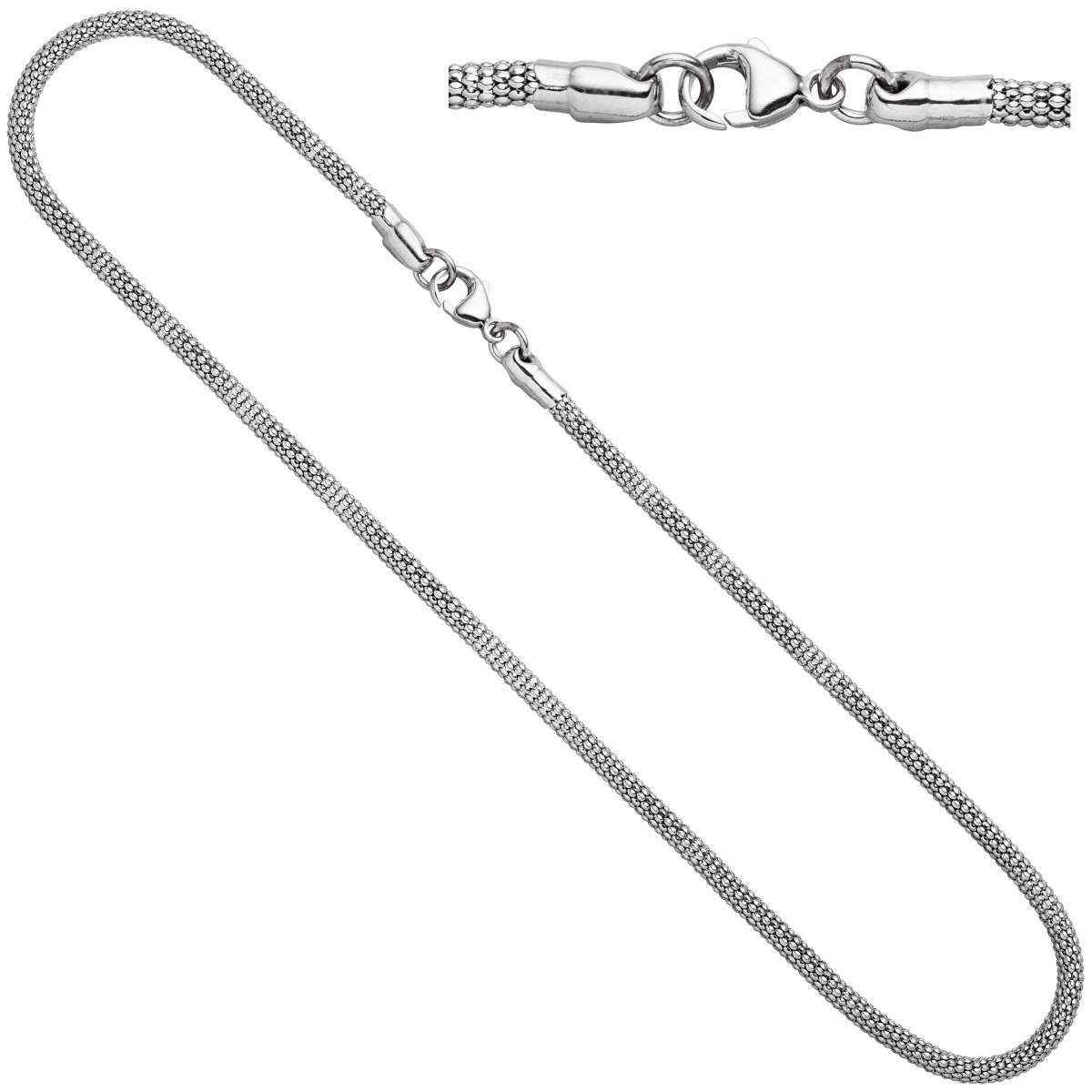 Halskette Kette 925 Sterling Silber rhodiniert 42 cm Silberkette Karabiner